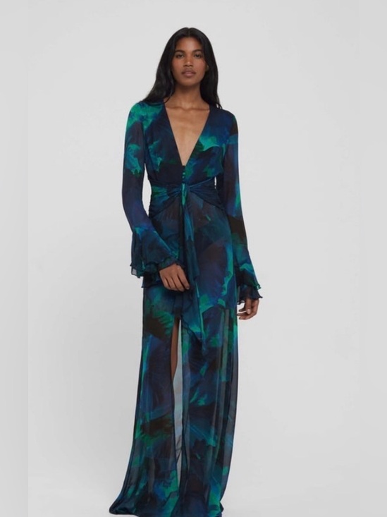 Rat & Boa Dresses & Skirts - Rat & Boa Teal and Navy Plunge Tie-Front Maxi Dress